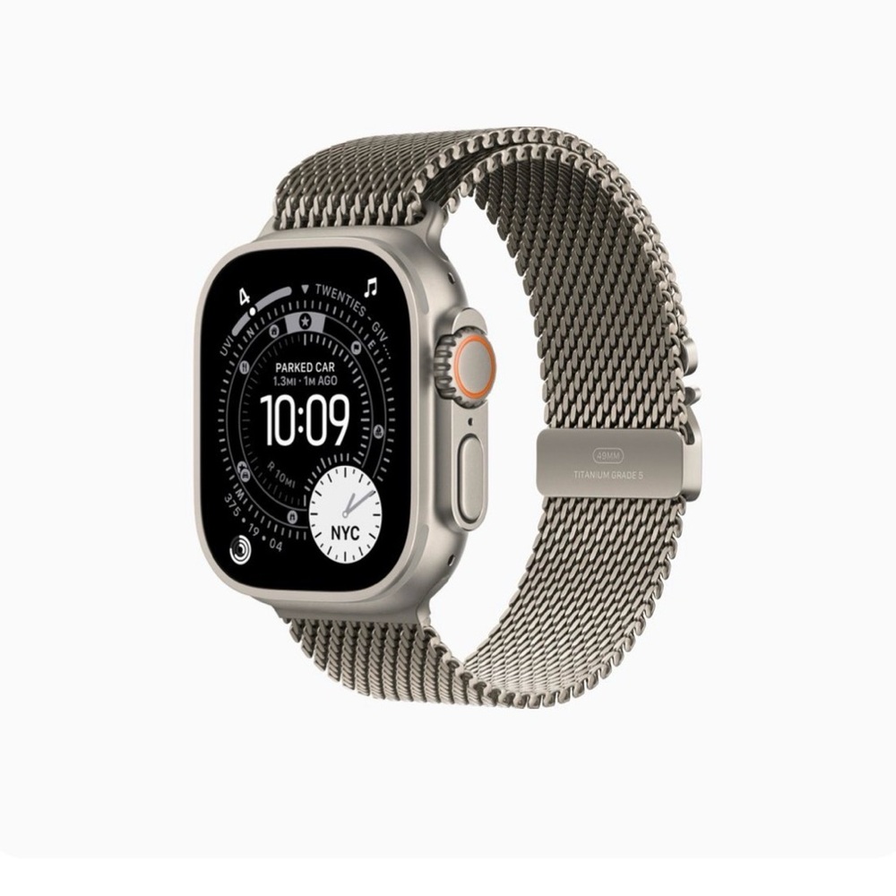 Apple Watch Ultra Titanium with Silver Milanese Loop
